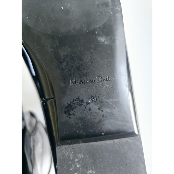 Massimo Dutti Patent Leather Black Ballet Flats Buckle Strappy Pointed Toe 39 8 - Picture 12 of 14